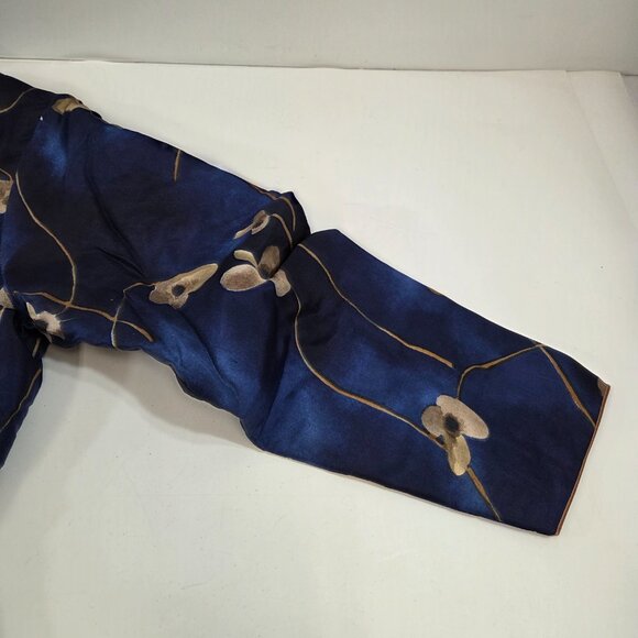 Chinese Asian Blue Floral Blouse Vintage Size XS/X - Picture 5 of 11